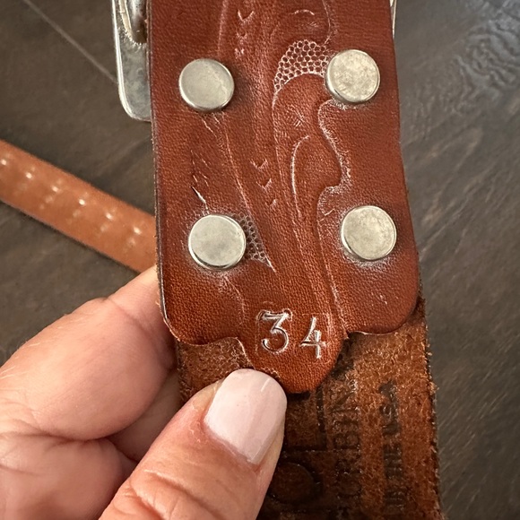 Embossed Leather Belt with Silver Buckle main image 5